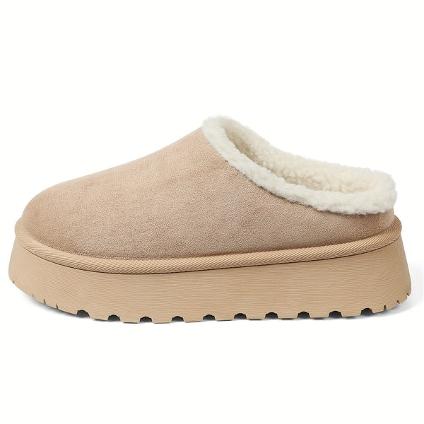Women'S Winter Warm Faux Fur Snow Boots Fashion Platform Wedges Heel Slip-On Comfortable Anti-Slip Round Toe Fuzzy Booties, Classic Suede Winter Snow Slippers Boots Woman