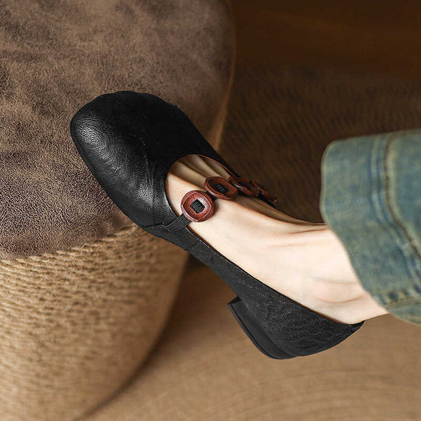 Women's French Retro Slip-On Mary Jane Shoes - Round Toe Soft Cushioned Insole, Breathable Synthetic Cover Upper & Arch Support Strap - Brown Casual & Dress Shoes for Summer, Semi-Formal Outfits (Hand Washable)