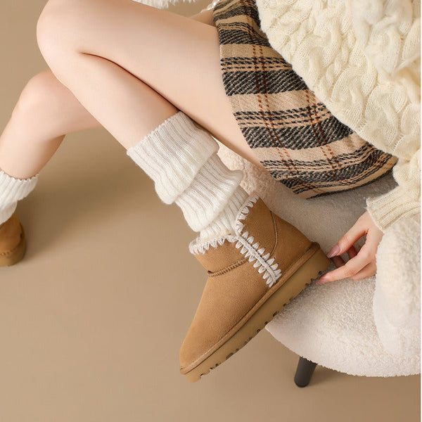 Women's Thermal Insulated Snow Boots with Thick Fleece Lining & Plush Collar - Slip-Resistant Arch Support, Synthetic Upper, Warm Winter Boots for Ice & Snow, Beige\u002F\u002FTan, Hand Washable, Cozy Casual & Formal Outfits, Thick-Soled Bread Warm Shoes