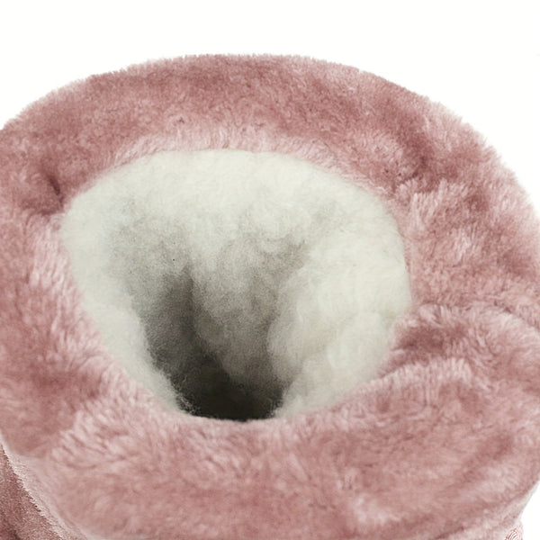 Women's Mid-Calf Slip-On Winter Snow Boots, Cozy Faux Fur Lined with Decorative Studs & Pom-Poms, Warm Suede Round Toe High Quality Booties for Cold Weather, Cold Weather Gear | Fabric Inner Lining, Winter Boots