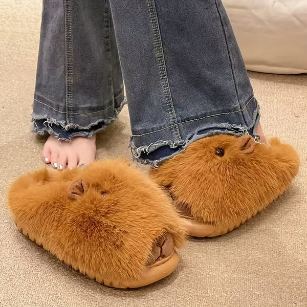 Women'S Plush Slippers - Soft Warm Indoor Shoes with Non-Slip EVA Sole, All-Season Cozy Home Slippers for Women, Cute