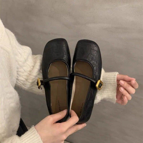 Women'S French-Inspired Mary Jane Flats - Breathable EVA Upper, Adjustable Buckle Straps, Slip-On Comfort Shoes for All Seasons, Black & White, Ladies Shoes